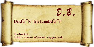 Deák Balambér névjegykártya