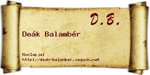 Deák Balambér névjegykártya