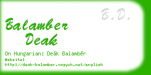 balamber deak business card