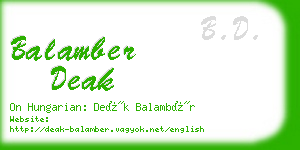 balamber deak business card